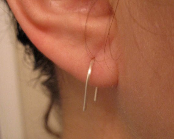 Subtle and Delicate, Hand-Crafted Short Curved Wishbone Arc Earrings - 0019 - Virginia Wynne Designs
