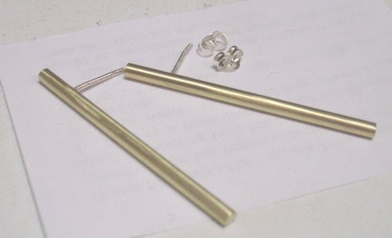Modern, Minimalistic, Hand-Made Stick Stud Earrings - 0020 - Virginia Wynne Designs