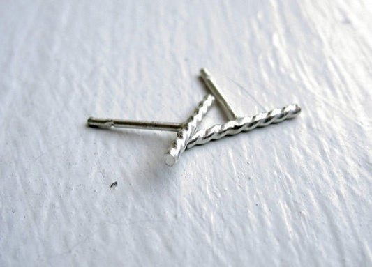 Modern Minimalist Elegance Twist Bar Stud Earring - 0068 - Virginia Wynne Designs