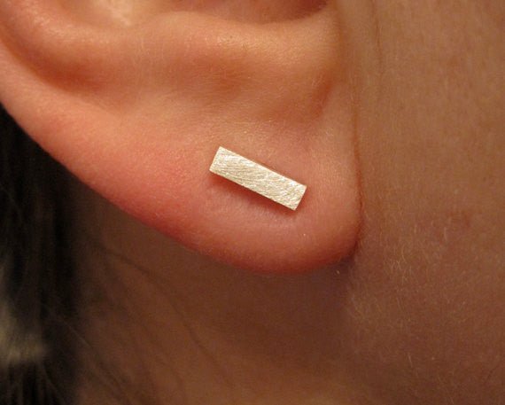 Simple & Stylish Solid Rectangular Square or Round Bar Stud Earrings - 0015 - Virginia Wynne Designs