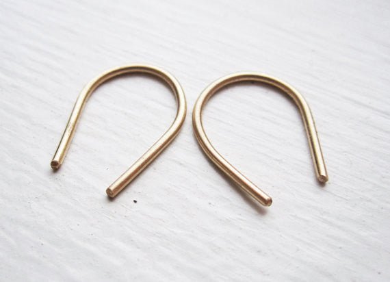 Subtle and Delicate, Hand-Crafted Short Curved Wishbone Arc Earrings - 0019 - Virginia Wynne Designs