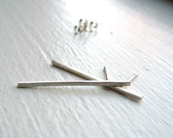 Well Designed and Smart, Hand-Crafted Skinny Square Bar Stud Earrings - 0025 - Virginia Wynne Designs