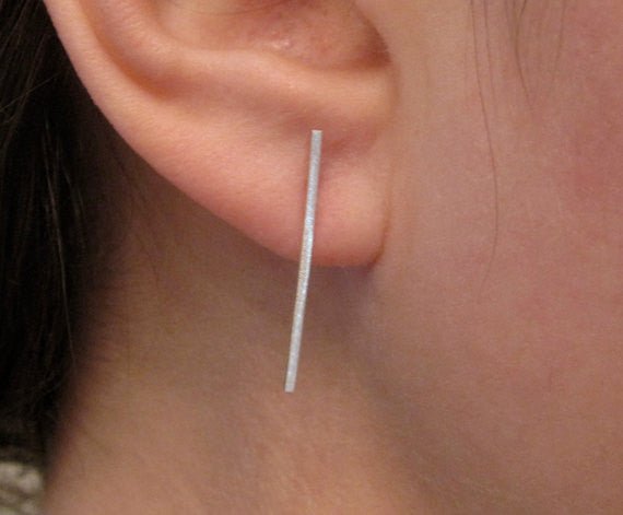 Well Designed and Smart, Hand-Crafted Skinny Square Bar Stud Earrings - 0025 - Virginia Wynne Designs