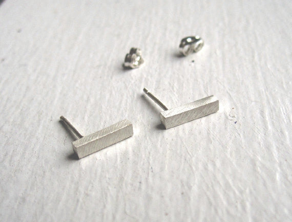 Smart & Affordable Hand-Made Square or Round Bar Earrings With The Post At One End - 0043 - Virginia Wynne Designs