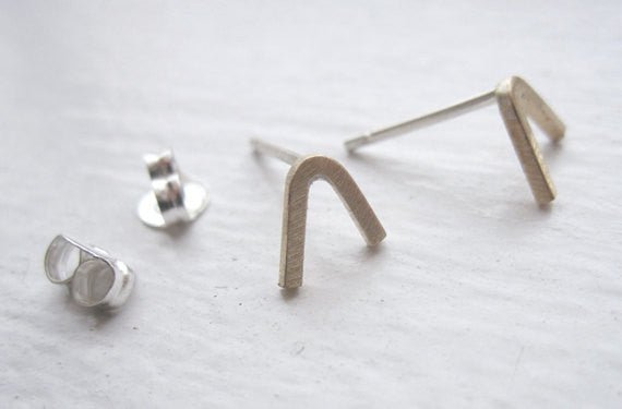 Modern Elegance In This Hand-Made Classic V Stud Open Triangle Earring - 0021 - Virginia Wynne Designs