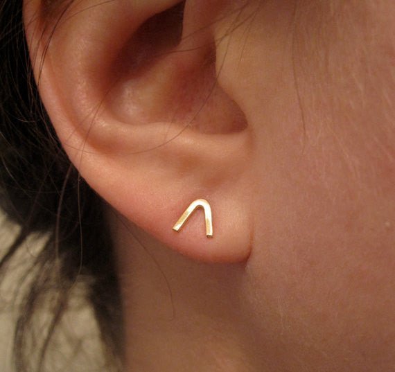 Modern Elegance In This Hand-Made Classic V Stud Open Triangle Earring - 0021 - Virginia Wynne Designs
