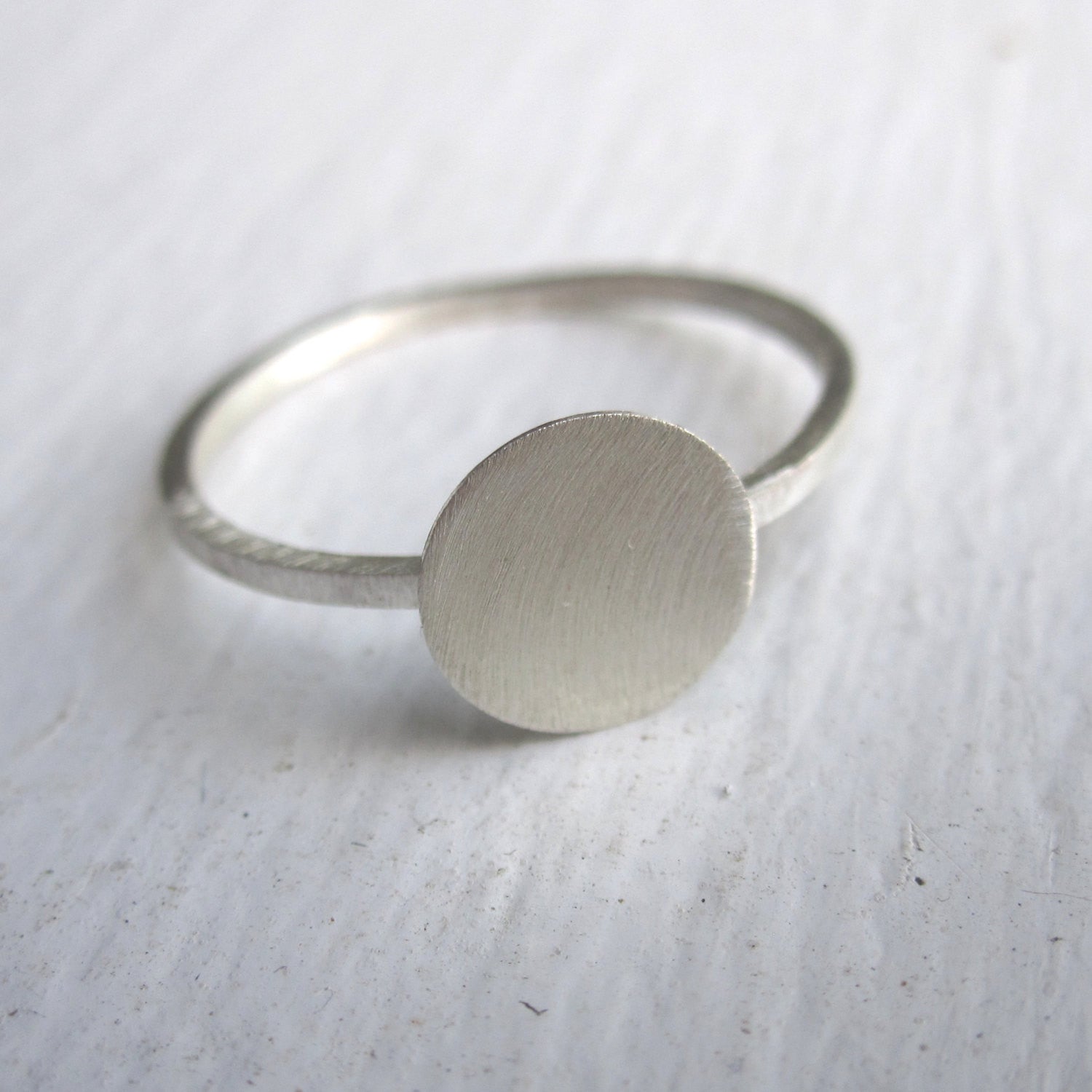 Stylish and Distinctive - Hand-Made Solid Silver Circle Disk Ring - 0112 - Virginia Wynne Designs