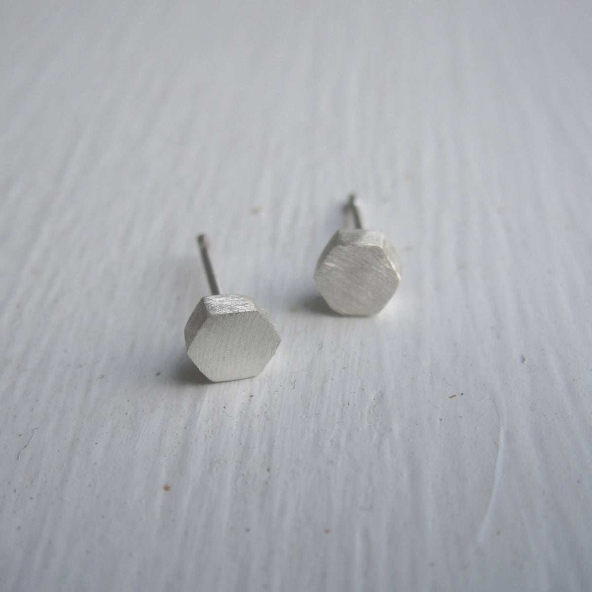 Hand-Crafted Solid Small Hexagon Stud Earrings - 0104 - Virginia Wynne Designs