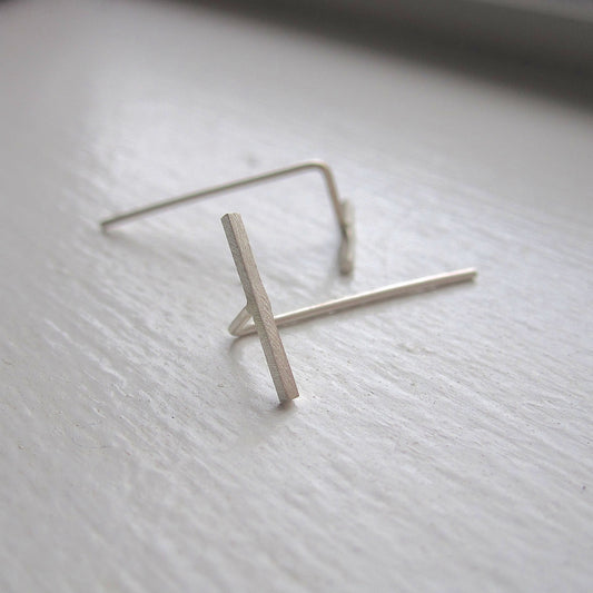 Classic Minimalist Hand-Made Skinny Bar Threaded Earring - 0122 - Virginia Wynne Designs