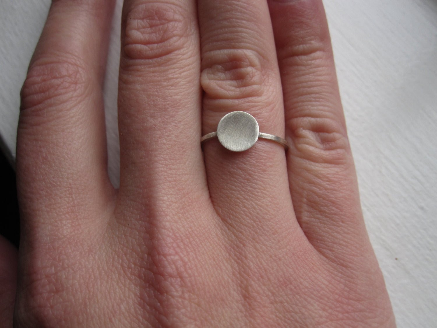 Stylish and Distinctive - Hand-Made Solid Silver Circle Disk Ring - 0112 - Virginia Wynne Designs