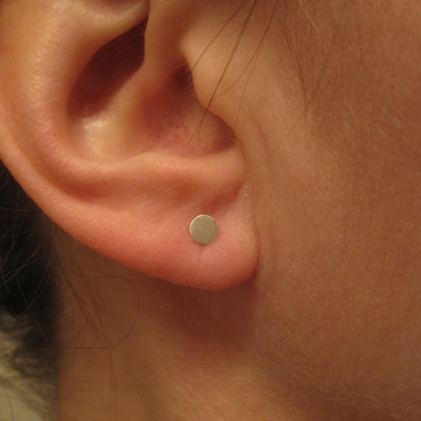 Stylish and Understated - Circular Flat Sterling Silver or Brass Stud Earrings - 0123 - Virginia Wynne Designs