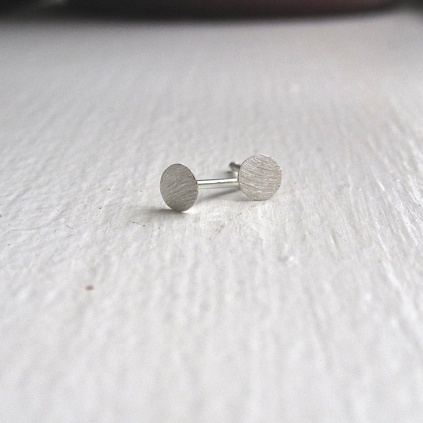 Stylish and Understated - Circular Flat Sterling Silver or Brass Stud Earrings - 0123 - Virginia Wynne Designs