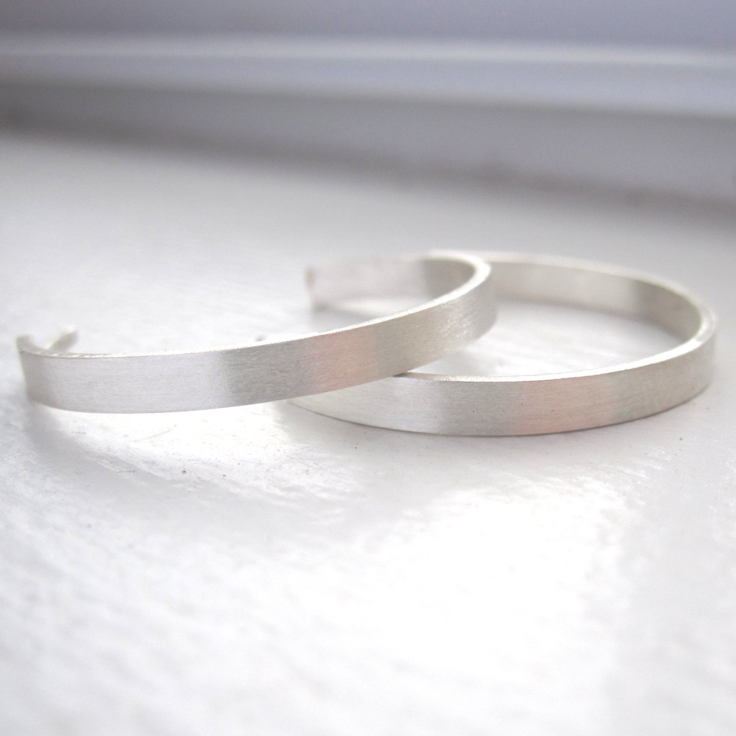 Elegant, Stylish Hand-Made Rectangle Circle Hoop Earrings in Sterling Silver - 0188 - Virginia Wynne Designs
