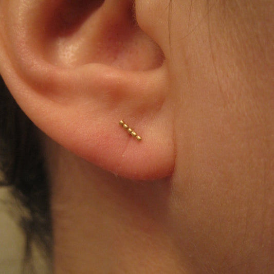 Smart and Distinctive - Hand-Made 14K Gold Beaded Stud Earrings - 0040 - Virginia Wynne Designs