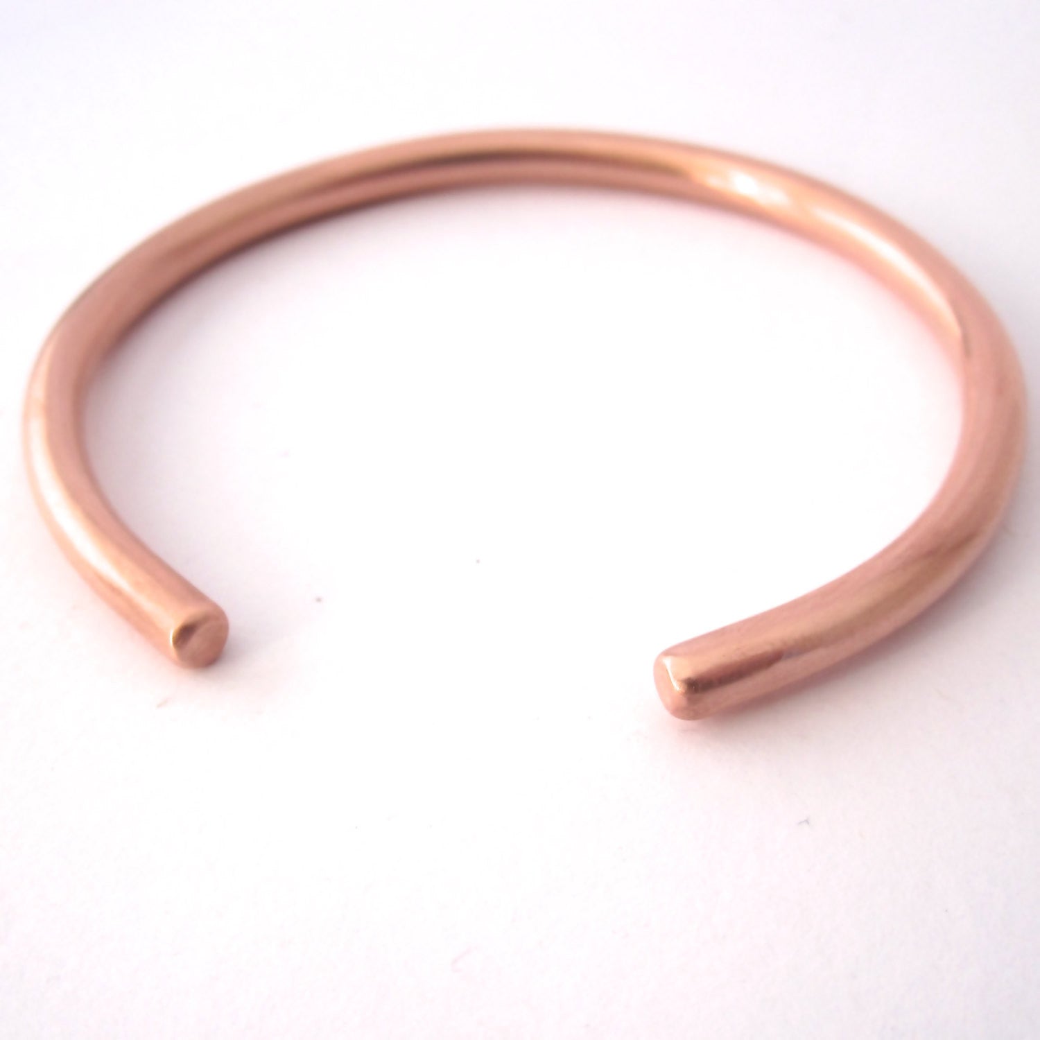 Classic Men's or Unisex Sleek Hand-Made Heavy Round Copper or Brass Bracelet - 0138 - Virginia Wynne Designs