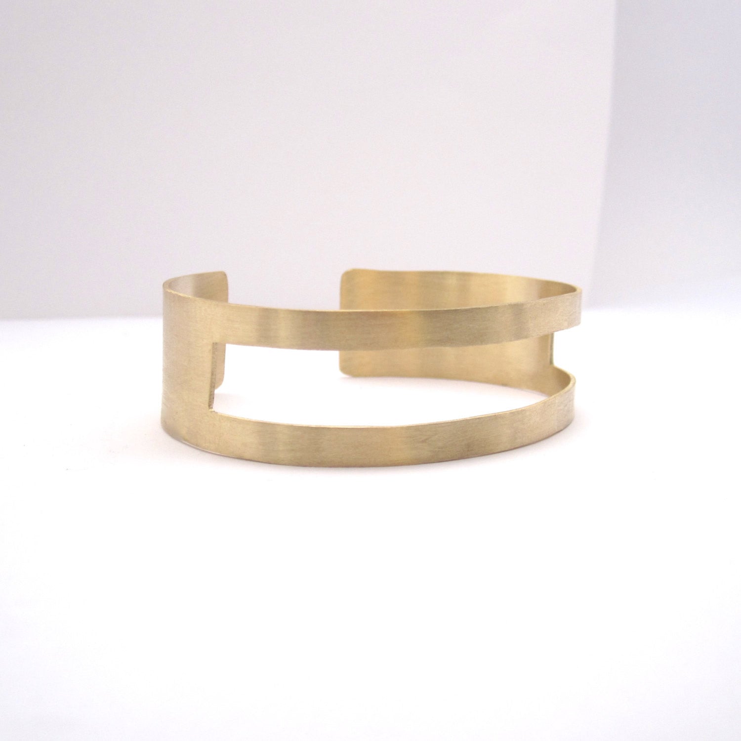 Chic Gold Tone, Brass Square Open Cut Cuff Hand-Made Bracelet - 0185 - Virginia Wynne Designs