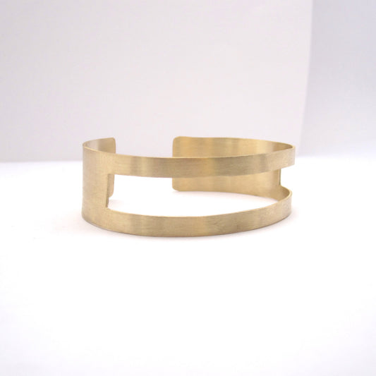 Chic Gold Tone, Brass Square Open Cut Cuff Hand-Made Bracelet - 0185 - Virginia Wynne Designs