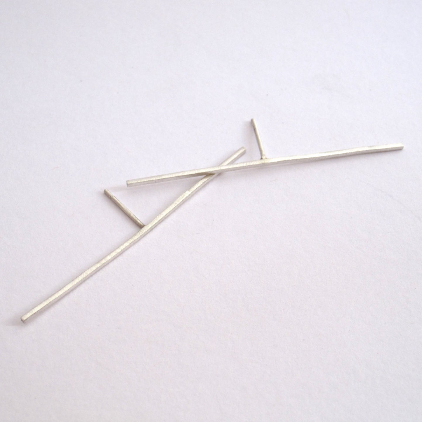 Unique Distinctive Design 2 Inch Staple Stud Earrings in Square or Round - 0168 - Virginia Wynne Designs