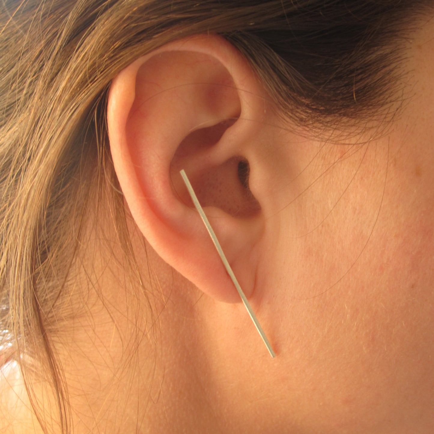 Unique Distinctive Design 2 Inch Staple Stud Earrings in Square or Round - 0168 - Virginia Wynne Designs
