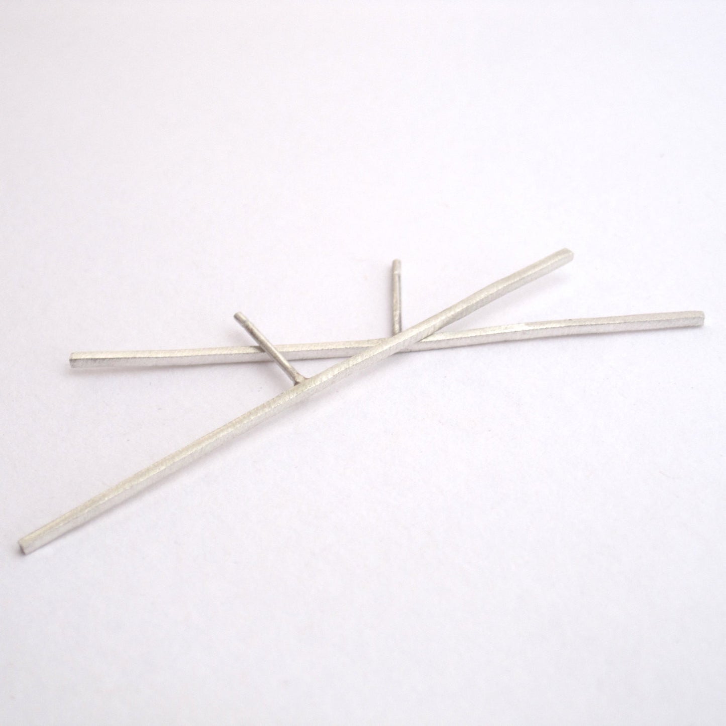 Unique Distinctive Design 2 Inch Staple Stud Earrings in Square or Round - 0168 - Virginia Wynne Designs