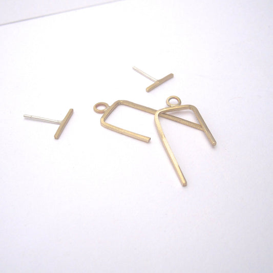 Distinctive Boho Hand-Made Styling - Staple Line Ear Jacket Stud Earrings As Seen On BuzzFeed - 0144 - Virginia Wynne Designs