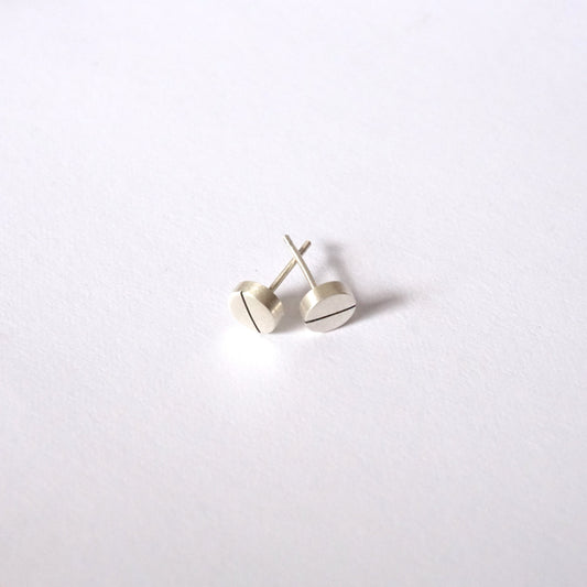 Unique, Hand-Crafted, Sterling Silver or Brass Flathead Stripe, Round Studs - 0179 - Virginia Wynne Designs