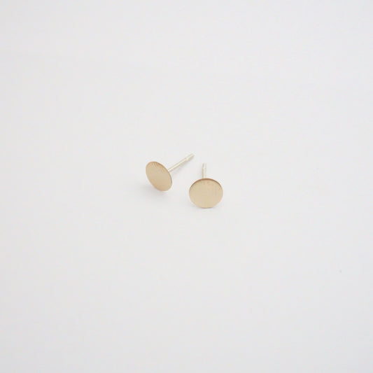 Contemporary Styled, Hand-Made Flat Circular Gold Colored Brass Studs - 0121 - Virginia Wynne Designs