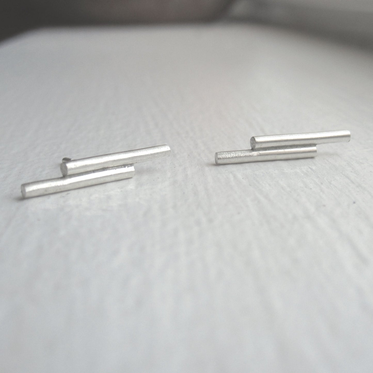 Simple and Modern Double Round Bar, Stick Earrings - 0288 - Virginia Wynne Designs