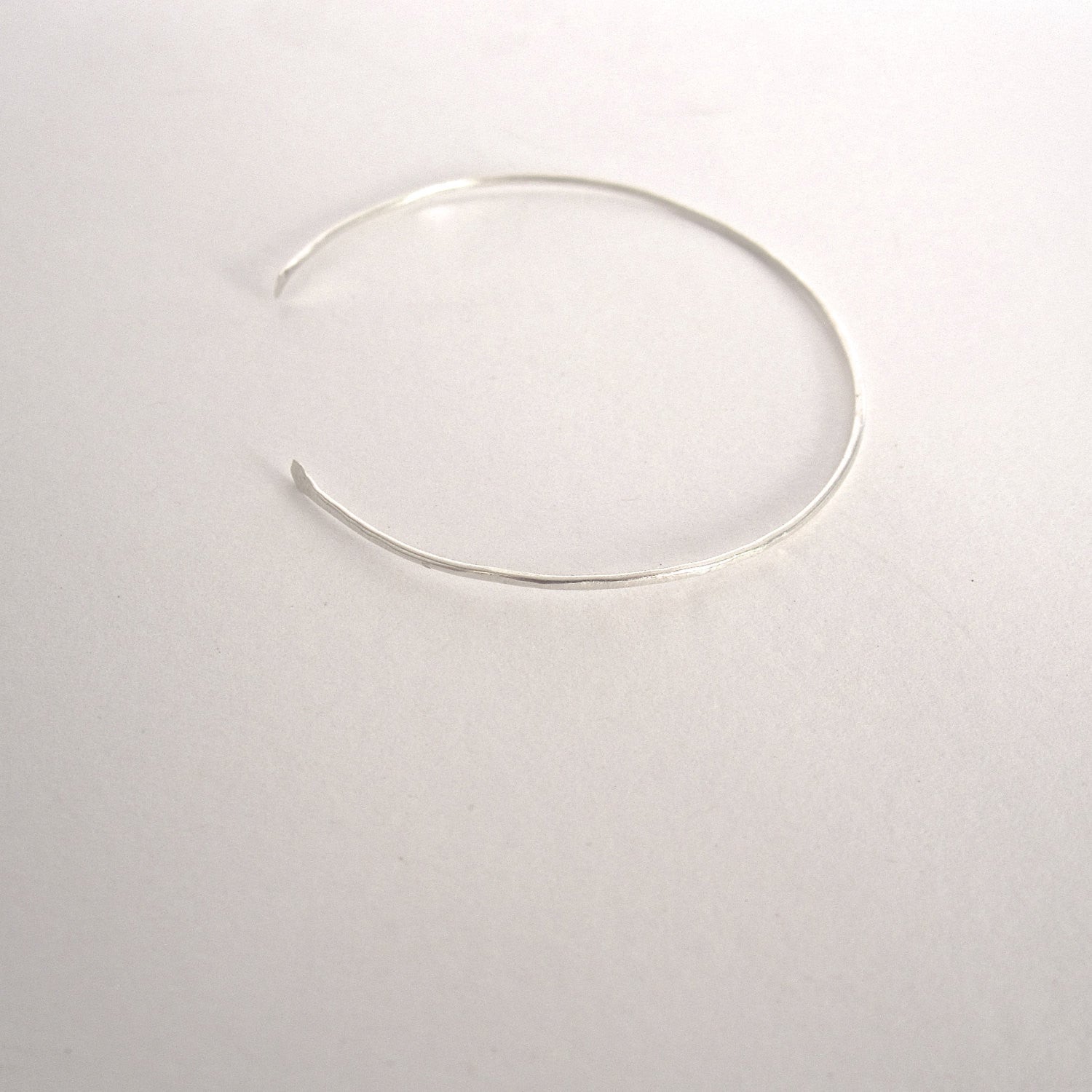 Distinctively Designed Hand-Made Thin Hammered Open Stacking Cuff Bracelet With Tapered Ends - 0178 - Virginia Wynne Designs