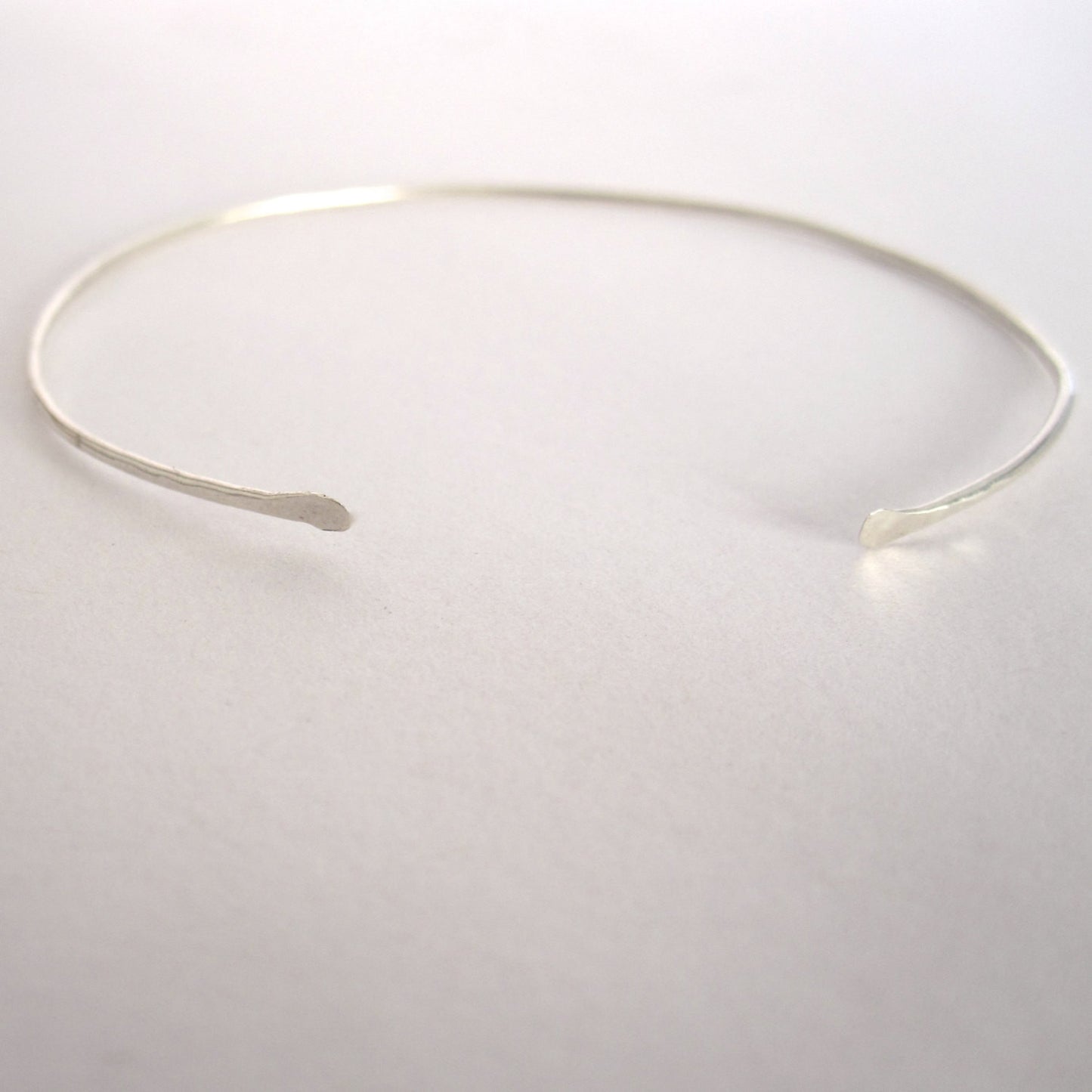 Distinctively Designed Hand-Made Thin Hammered Open Stacking Cuff Bracelet With Tapered Ends - 0178 - Virginia Wynne Designs