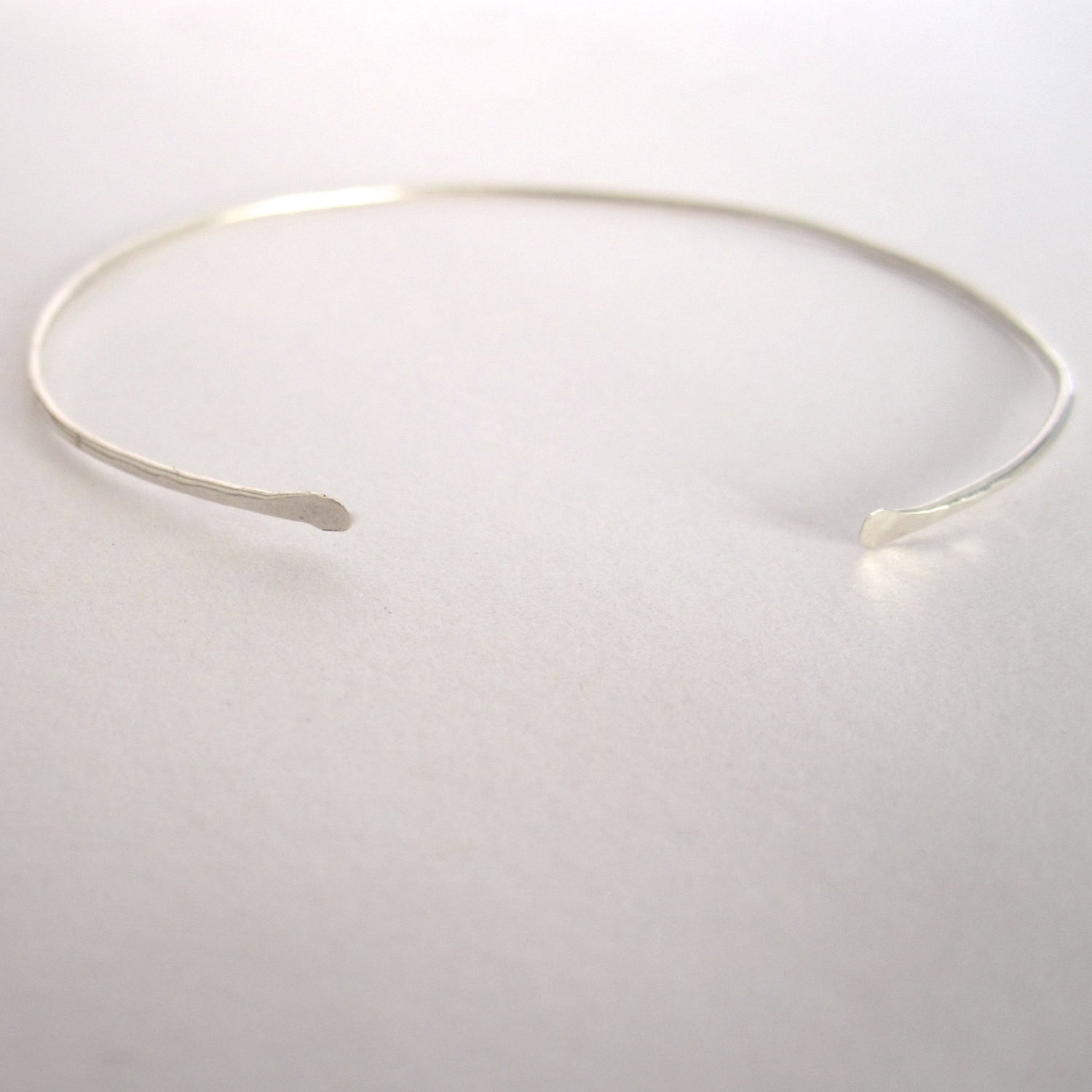 Distinctively Designed Hand-Made Thin Hammered Open Stacking Cuff Bracelet With Tapered Ends - 0178 - Virginia Wynne Designs