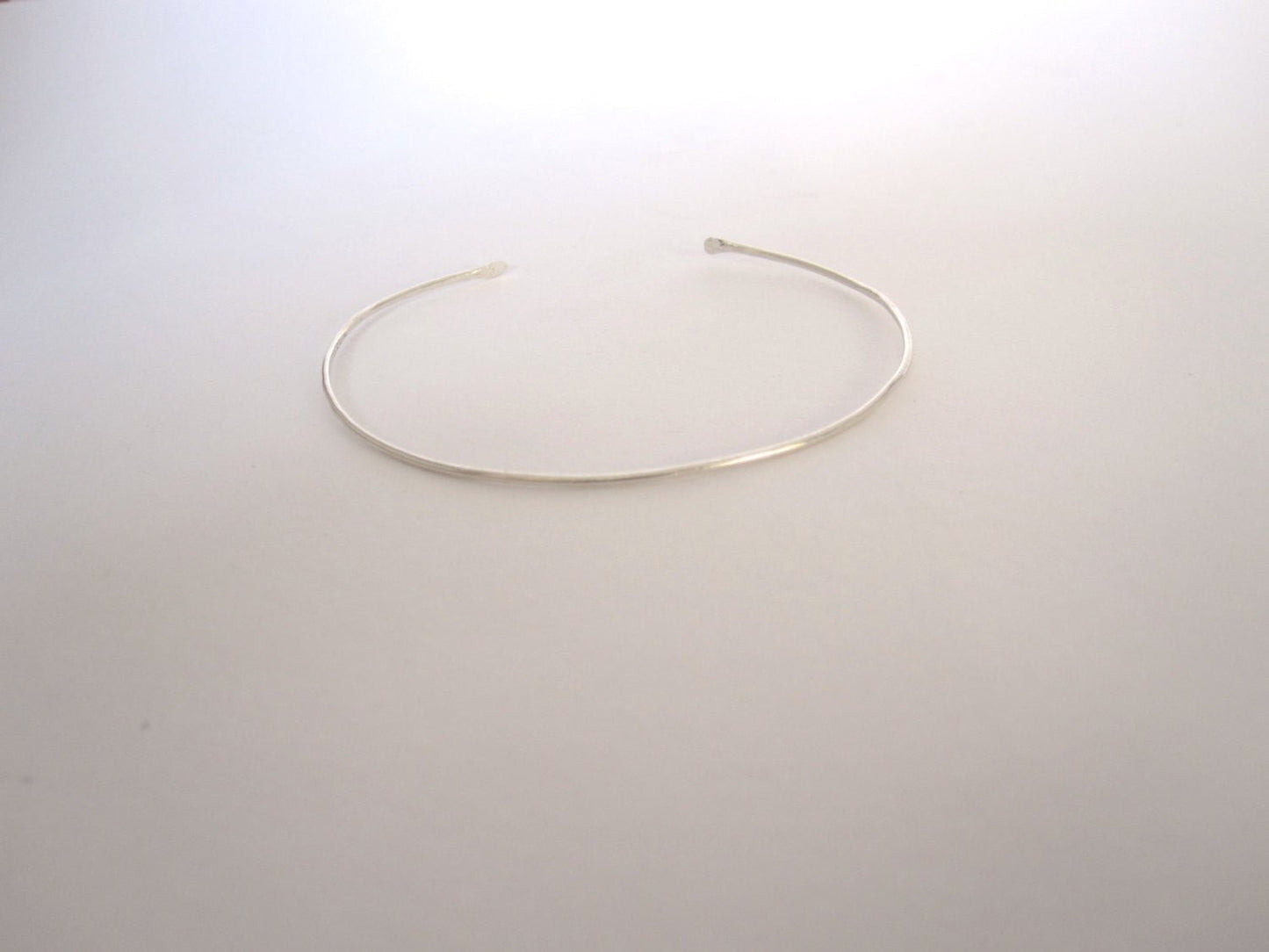 Distinctively Designed Hand-Made Thin Hammered Open Stacking Cuff Bracelet With Tapered Ends - 0178 - Virginia Wynne Designs