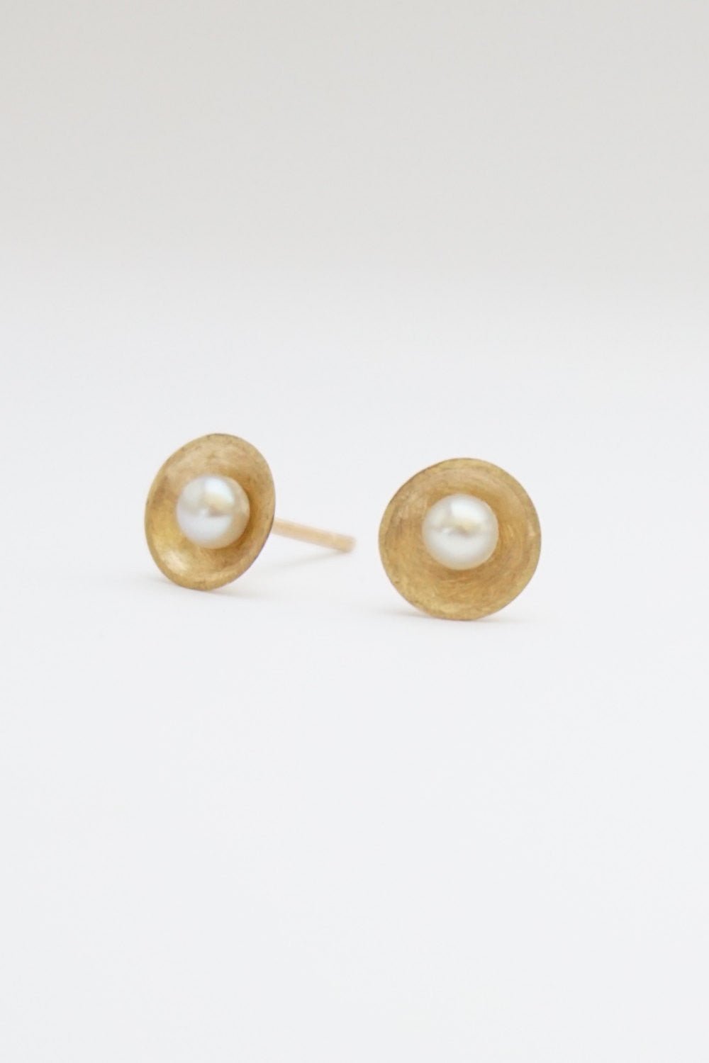 Sophisticated and Smart Hand-Crafted Freshwater Pearl Set in a Domed Concave Backing - 0085 - Virginia Wynne Designs