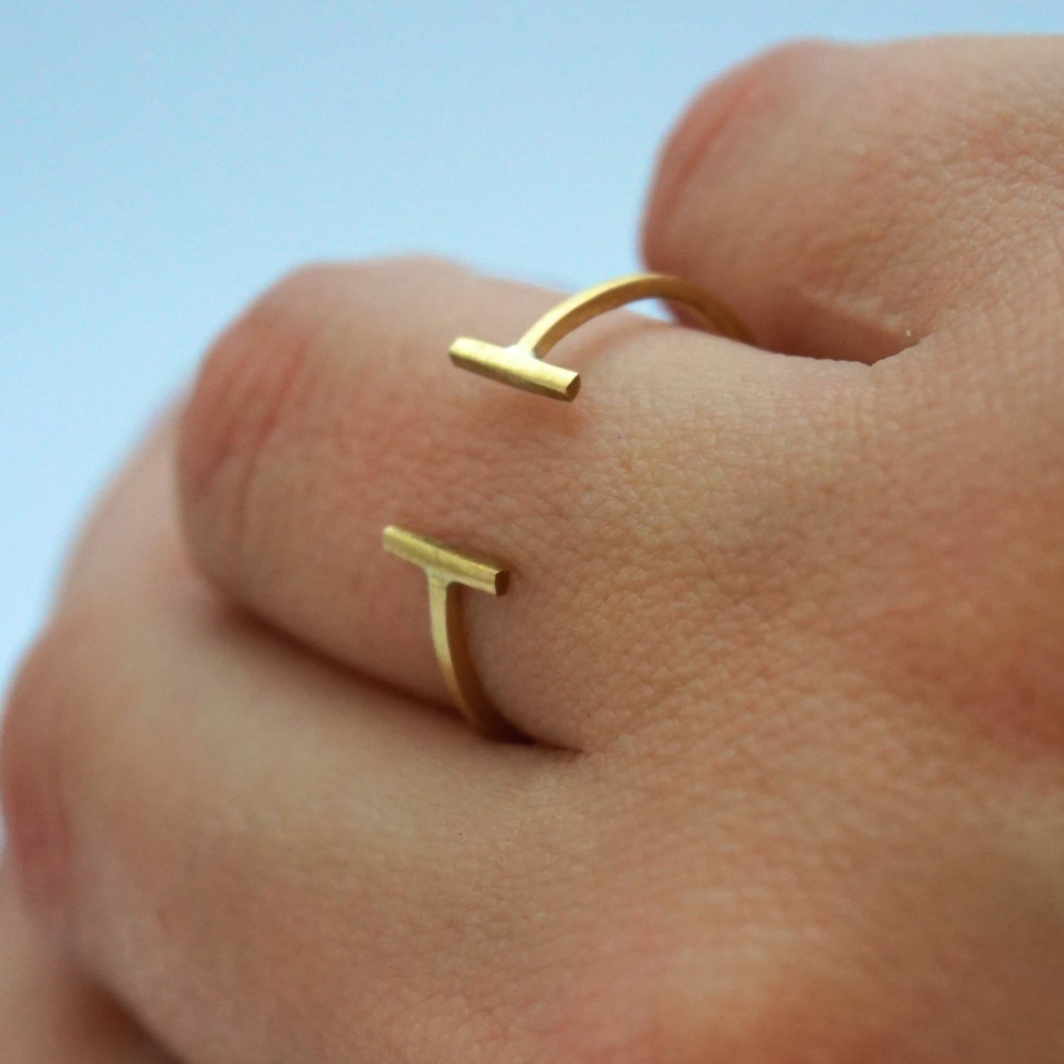 Unique & Minimalist Hand-Made Open Parallel Bar Ring - 0155 - Virginia Wynne Designs