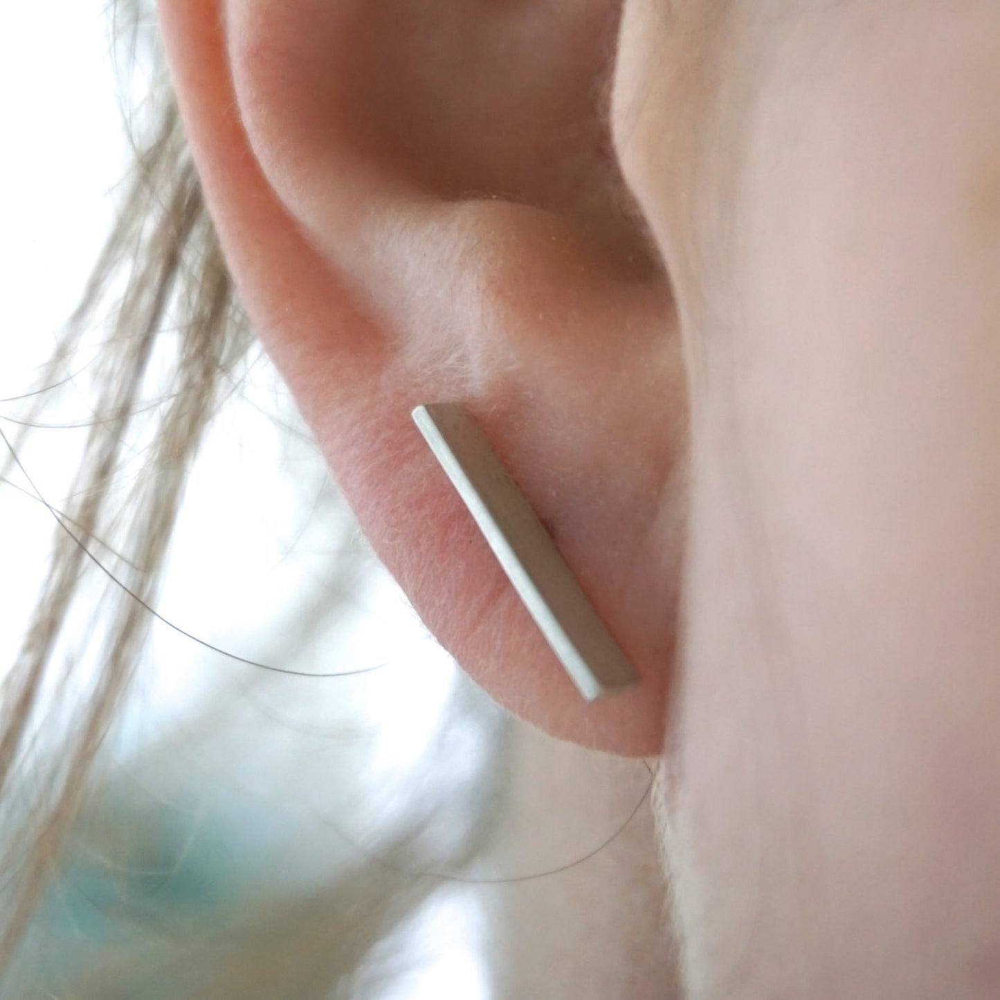 True Stand-outs - Hand-Made Flat Rectangular Bar Stud Earrings - 0184 - Virginia Wynne Designs