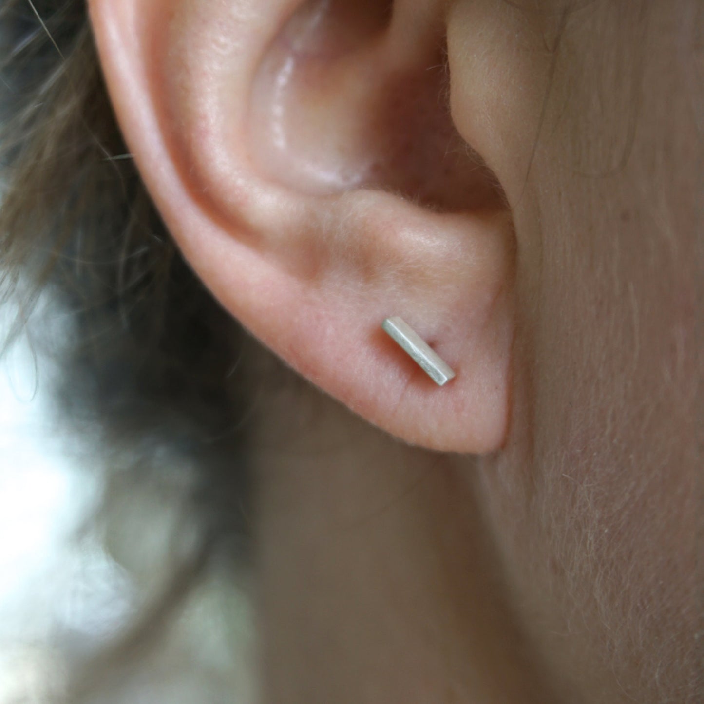 True Stand-outs - Hand-Made Flat Rectangular Bar Stud Earrings - 0184 - Virginia Wynne Designs