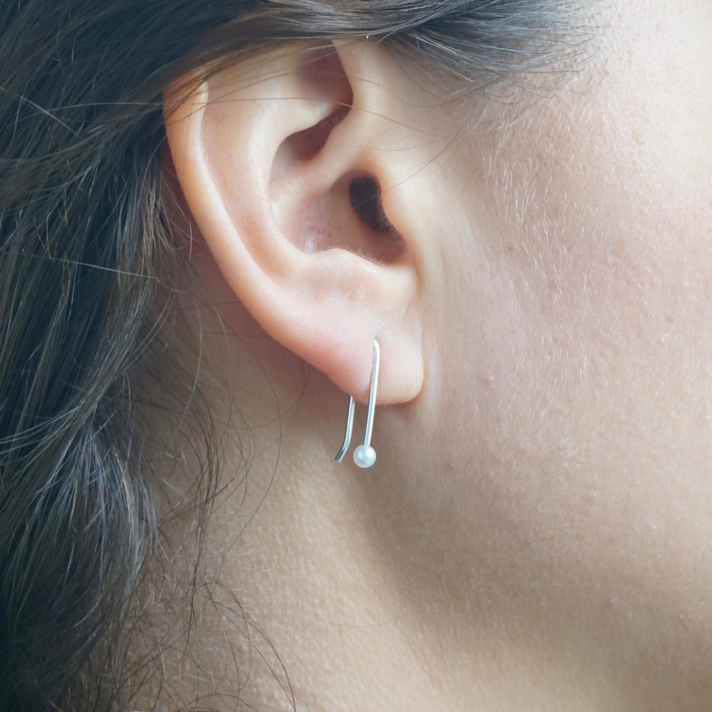 Elegant Hand-Made Pearl Ear Climber Earrings - 0150 - Virginia Wynne Designs