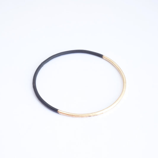 Hand-Made Two-Tone Gold Colored Hammered & Dipped Brass Bracelet Half Gold Tone & Half Black - 0145 - Virginia Wynne Designs