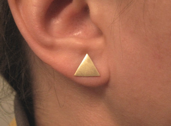 Hand-Made, Creatively Mismatched, Geometric Stud Earring Set in Brass or Sterling Silver - 0120 - Virginia Wynne Designs