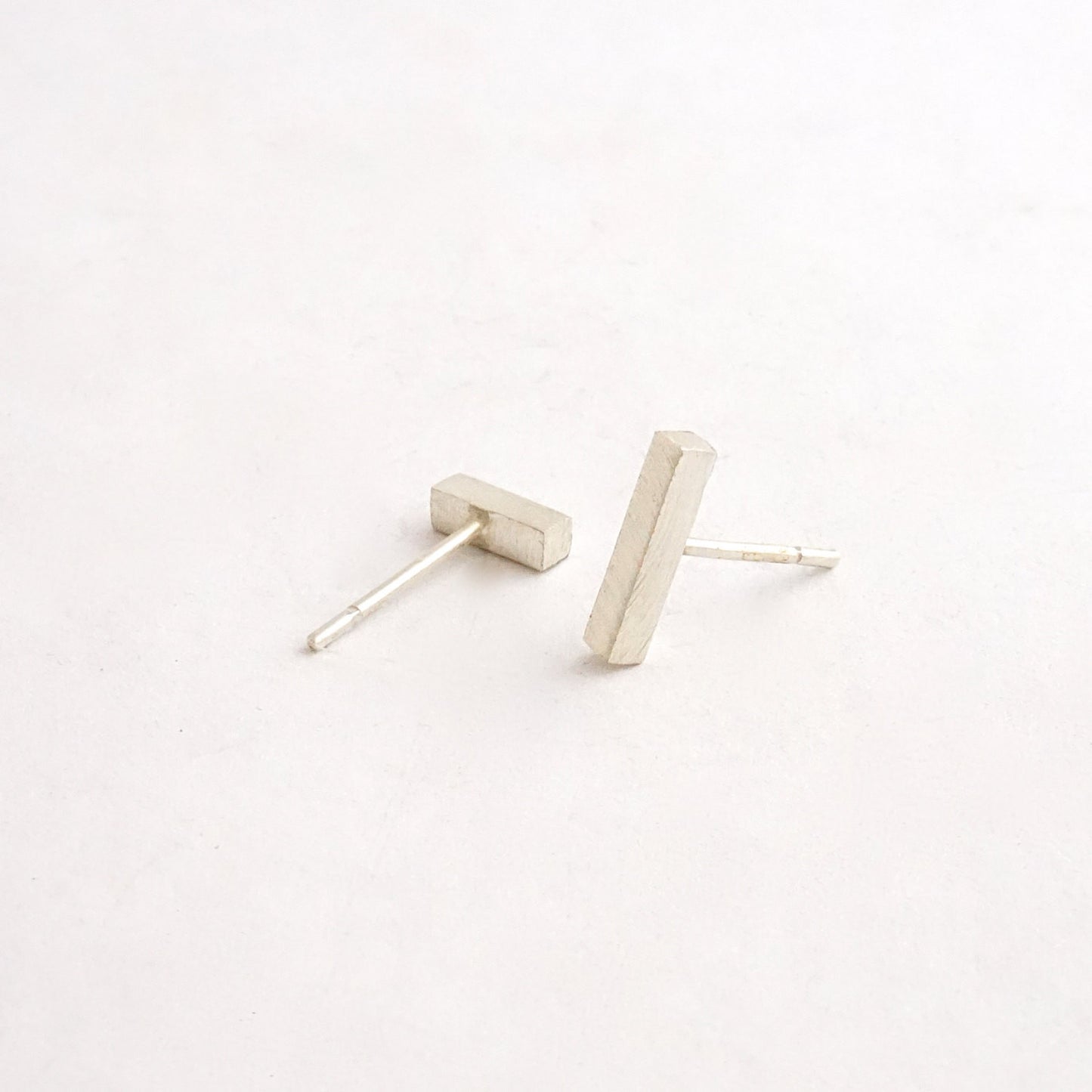 Distinctive Affordable Hand-Made Thick Bar Stud Earring Set One Pair 3/8" And One Pair 1/4" - 0166 - Virginia Wynne Designs