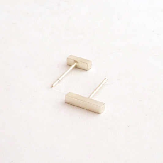 Distinctive Affordable Hand-Made Thick Bar Stud Earring Set One Pair 3/8" And One Pair 1/4" - 0166 - Virginia Wynne Designs