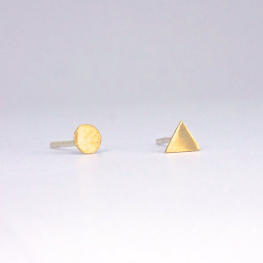 Creatively Mismatched, Hand-Crafted 4mm Circle & 4mm Triangle Stud Earrings - 0149 - Virginia Wynne Designs