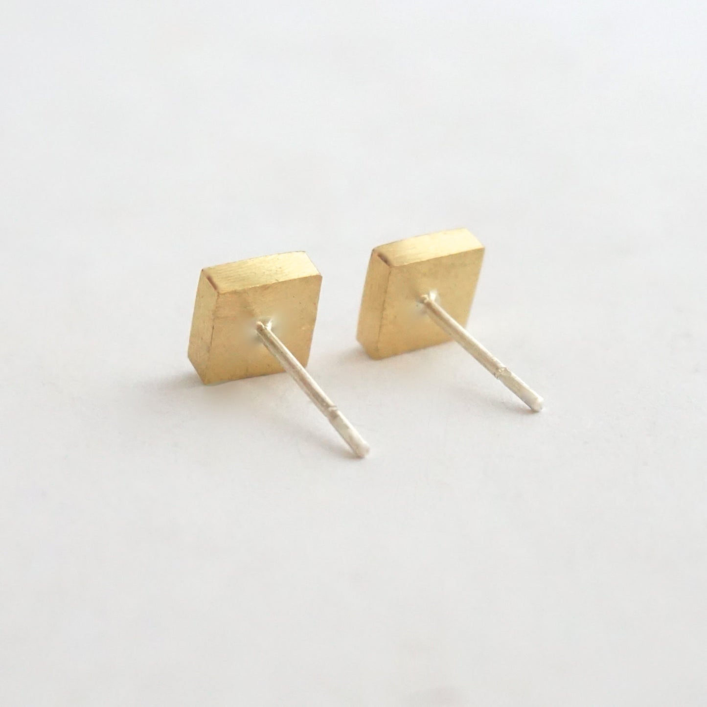 Affordable Hand-Crafted Gold Colored Brass or Sterling Silver Square Stud Earrings - 0170 - Virginia Wynne Designs