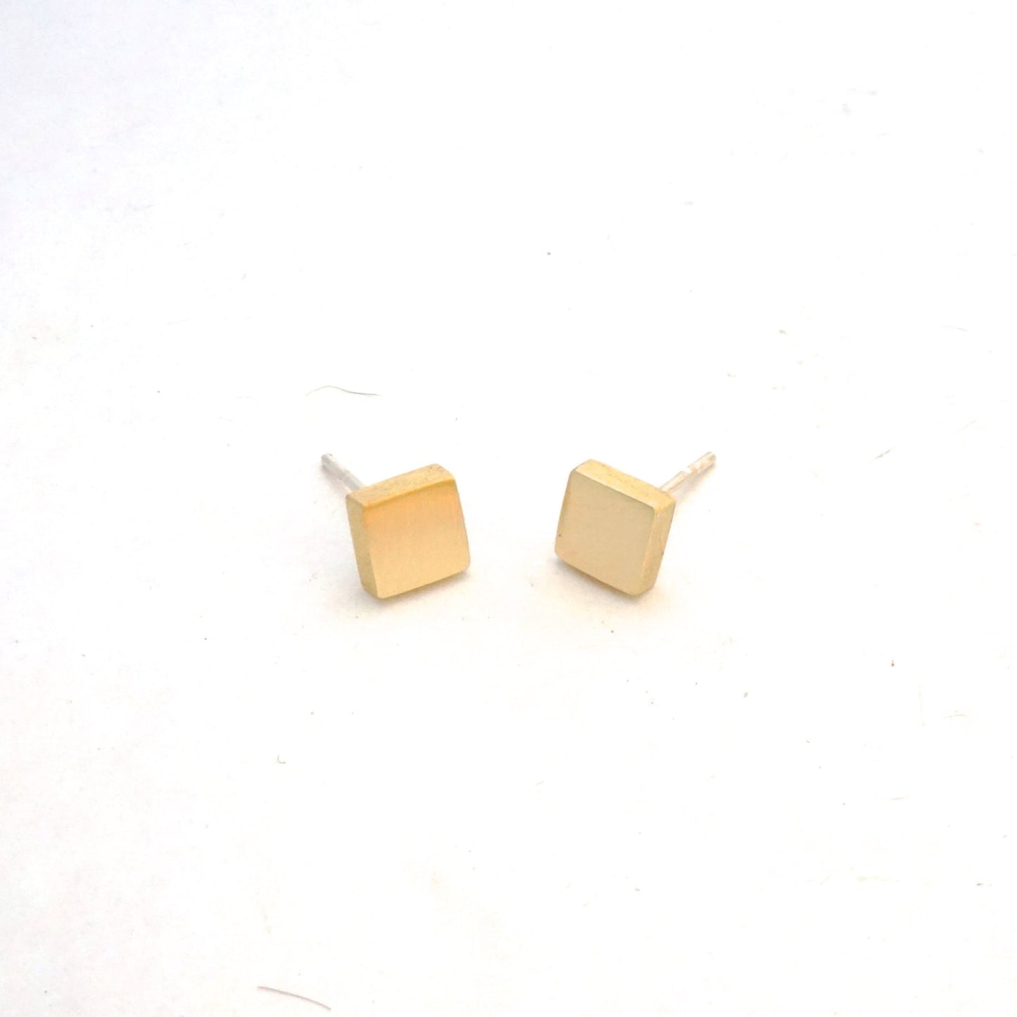 Affordable Hand-Crafted Gold Colored Brass or Sterling Silver Square Stud Earrings - 0170 - Virginia Wynne Designs