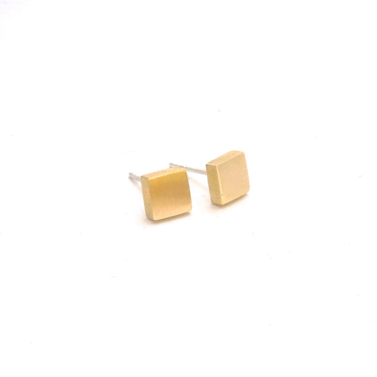 Affordable Hand-Crafted Gold Colored Brass or Sterling Silver Square Stud Earrings - 0170 - Virginia Wynne Designs