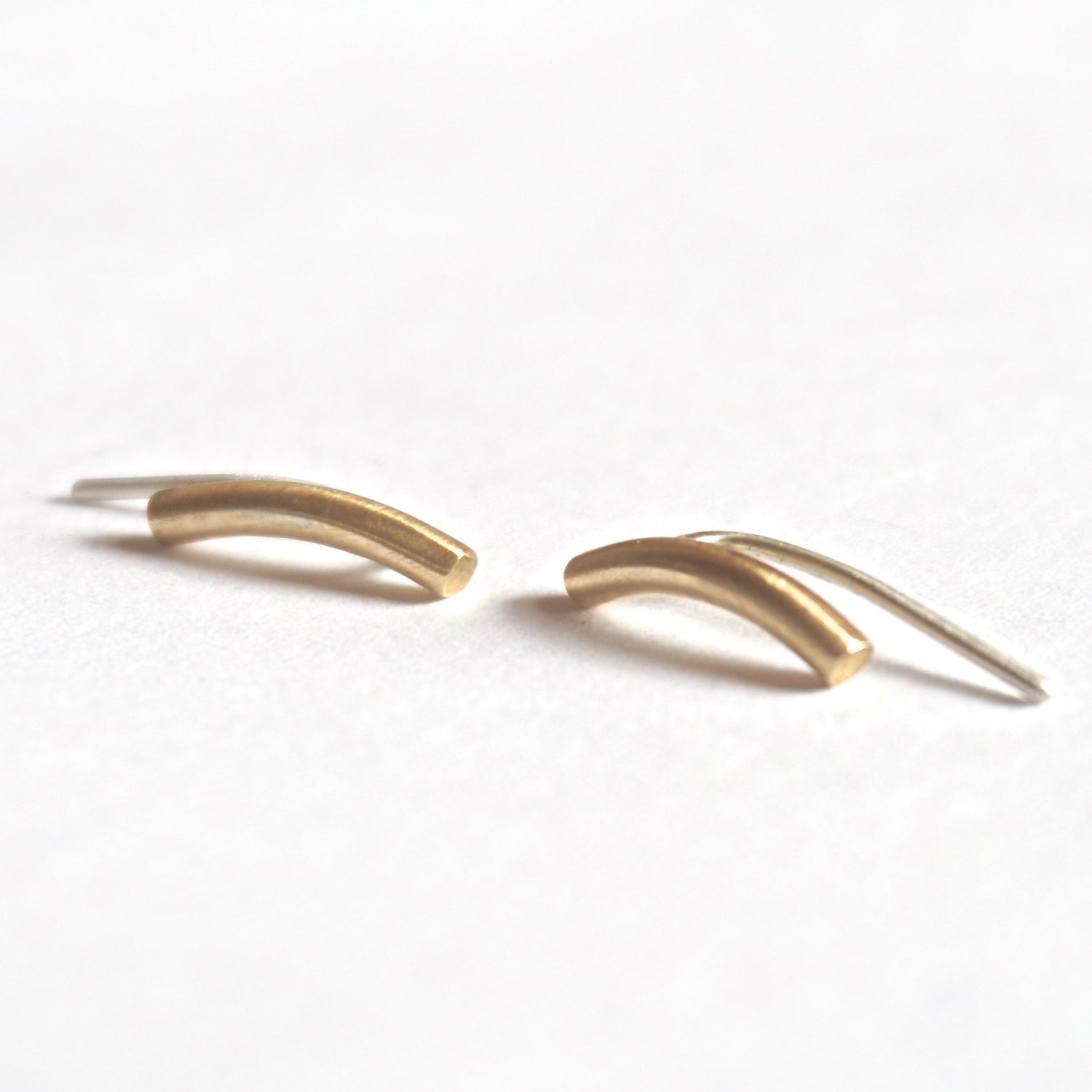 Understated Yet Modern Hand-Made Small Ear Climber Earrings - 0176 - Virginia Wynne Designs