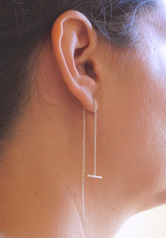 Modern Elegance - Hand-Made Long Threader Bar Earrings - 0181 - Virginia Wynne Designs
