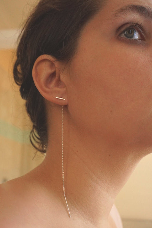 Modern Elegance - Hand-Made Long Threader Bar Earrings - 0181 - Virginia Wynne Designs