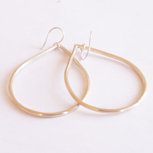 Timeless and Tasteful - Large, Open, Gold Colored Brass, Tear Drop, Dangle Earrings - 0101 - Virginia Wynne Designs