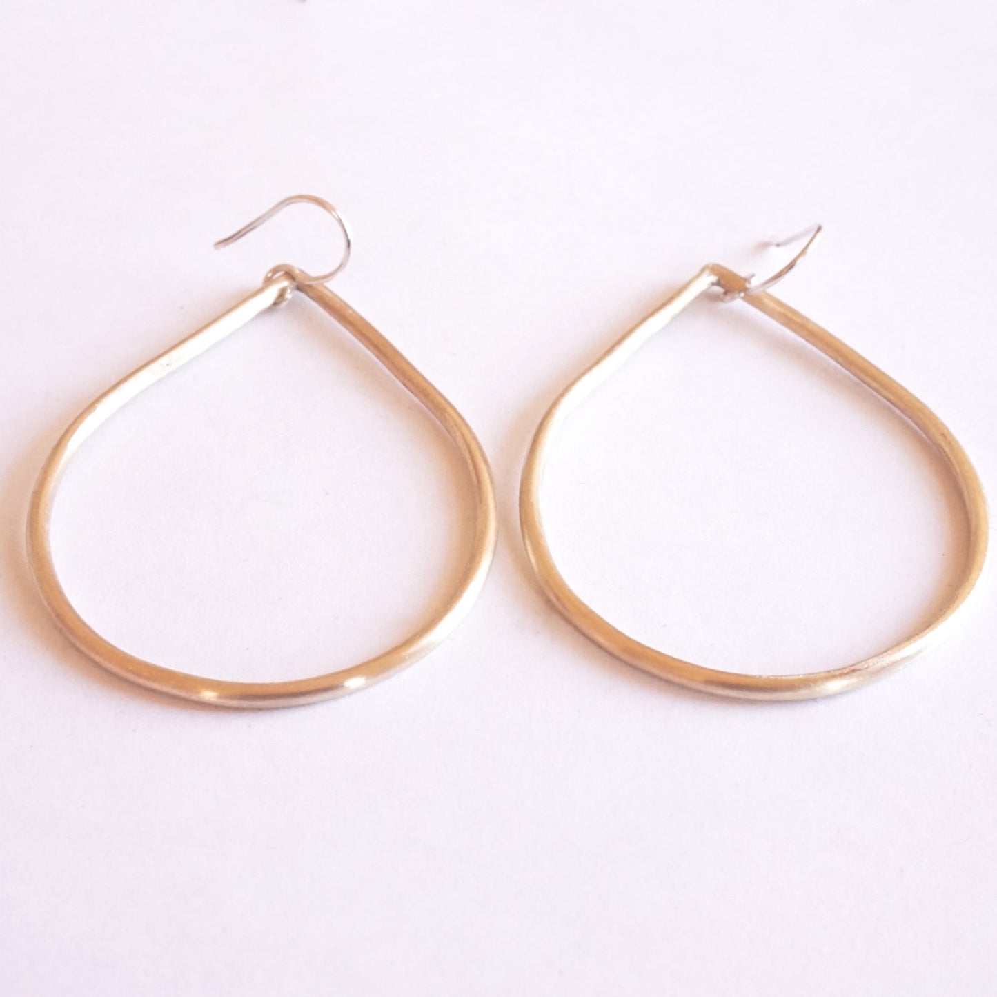 Timeless and Tasteful - Large, Open, Gold Colored Brass, Tear Drop, Dangle Earrings - 0101 - Virginia Wynne Designs